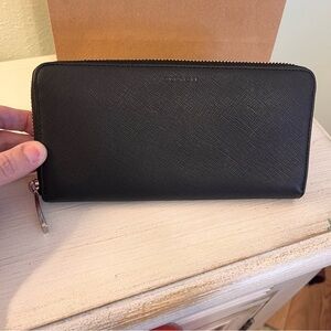 Coach Lexington Accordion Black Zip-Around Wallet NWOT